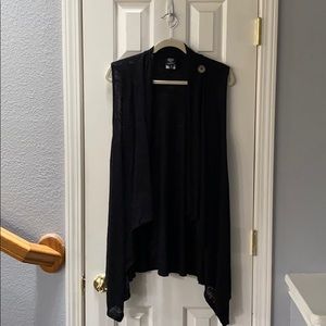 Bobeau: Black Open Sweater Vest